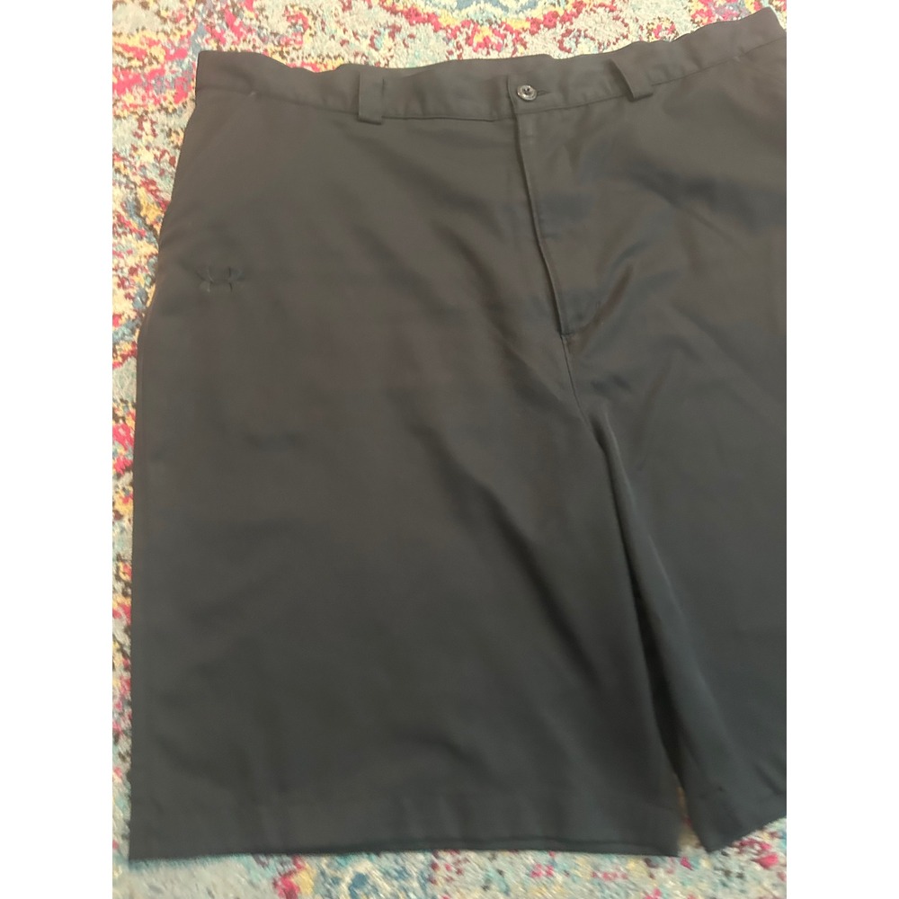 Under Armour Mens Golf Shorts Black Size 42 Performance Flat Front Herringbone